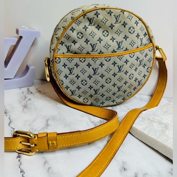 EUC Vintage Louis Vuitton Jeanne GM Blue Mini Lin Canvas Round Shoulder Bag - Picture 4 of 16